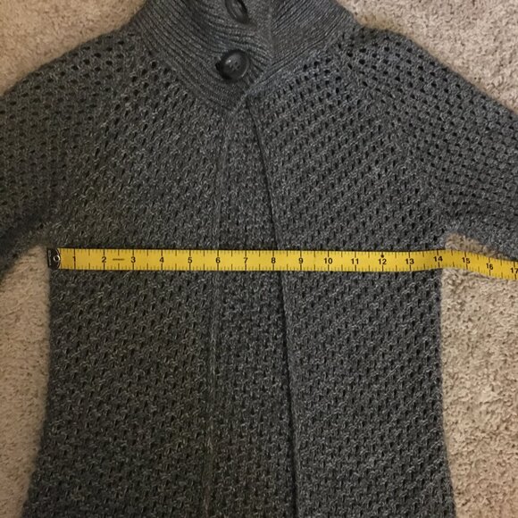 Sakura Wool Blend Buttoned High Collar Grey Knit Cardigan - Picture 12 of 16